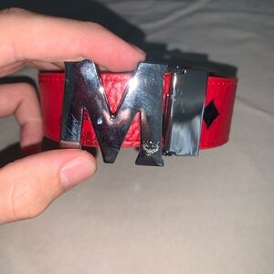 MCM Red Belt with Silver Buckle